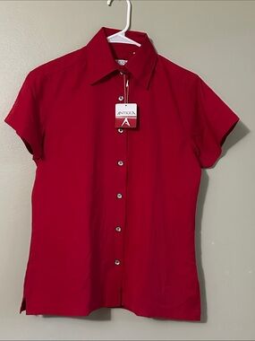 Antigua Bright Red Short Sleeve Button-Up Shirt